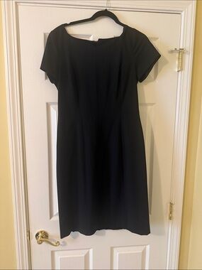 Talbots Black Short-Sleeve Midi Dress